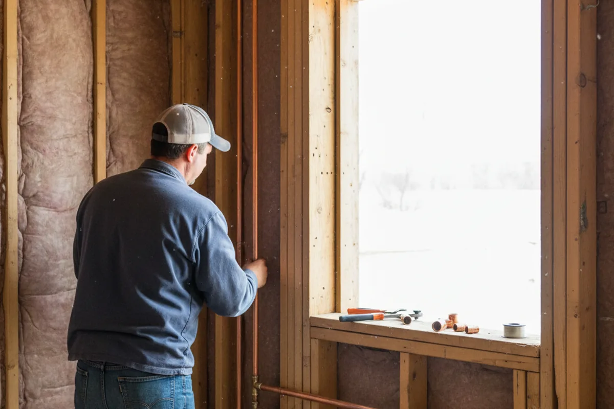 Licensed plumber running new copper supply lines in a Virginville home