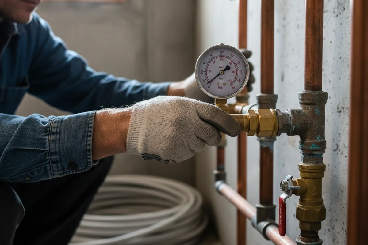 Pressure testing a repaired line during Water Line Repair in Virginville