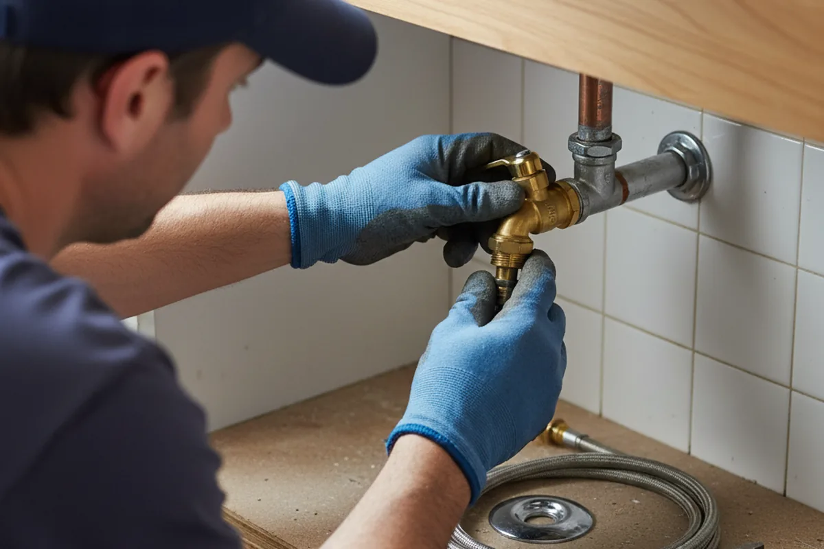 Shutoff valve and fitting work during Emergency Plumbing in Virginville